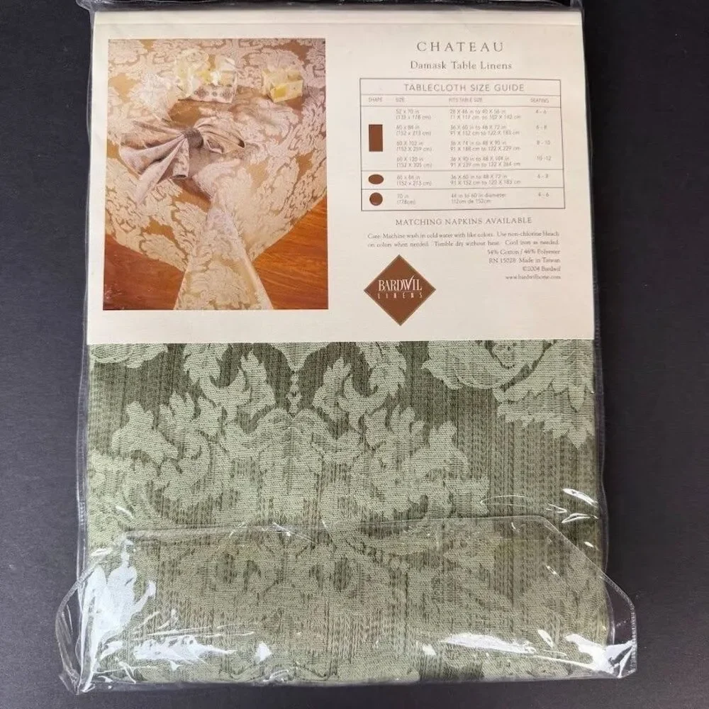 New VTG Bardwil Sage/Olive Green Damask 60x84
